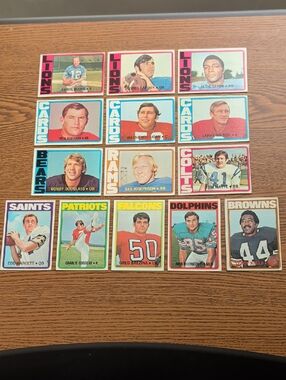 Vintage 1972 Football Trading Card Lot - Multicolor Team Set
